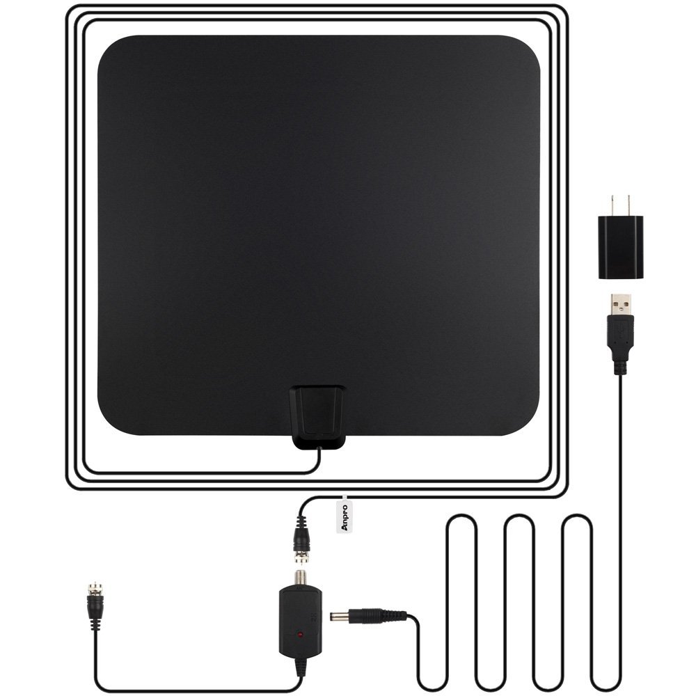Anpro UltraThin Amplified HDTV Aerial TV Antenna, 50 Mile Range Indoor