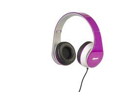 2BOOM Professional Sound Wired Over Ear Comfort Foldable Stereo Headphones Hands Free Microphone Purple