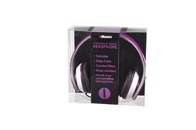 2BOOM Professional Sound Wired Over Ear Comfort Foldable Stereo Headphones Hands Free Microphone Purple N2