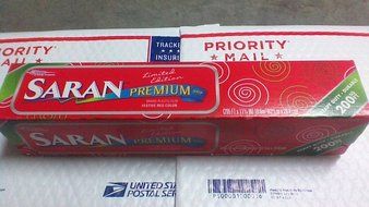 Saran Premium Plastic Wrap,Heavy Duty,200 sq ft each Limited Holiday Edition N