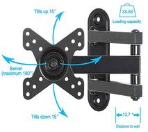 Mounting Dream MD2463 TV Monitor Wall Mount Bracket for most 10-26 Inch LED, LCD Flat Screen TV and Monitors,... N3