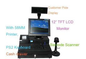 Gowe&reg;All In One POS System,12" TFT LCD Monitor with Ticket Printer Barcode Scanner Cash Drawer,ALL IN ONE Cash...