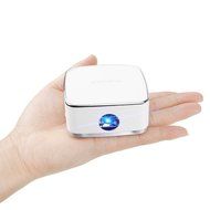 Lightwish White DLP Projector Mini Mobile Cubic Portable Wireless Home Cinema with Mini Tripod+Remote for Apple...