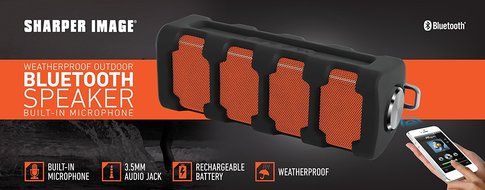 SHARPER IMAGE Universal Weatherproof Rugged Bluetooth Speaker with Mic Compatible with All Devices - Retail Packaging... N2