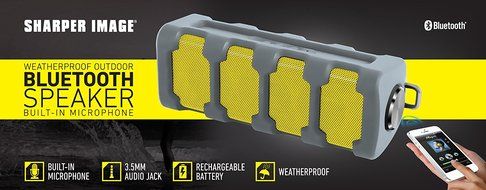 SHARPER IMAGE Universal Weatherproof Rugged Bluetooth Speaker with Mic Compatible with All Devices - Retail Packaging... N4