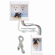 PowerBridge TWO-CK Dual Outlet Recessed In-Wall Cable Management System with PowerConnect for Wall-Mounted Flat... N3