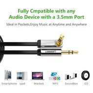 Ugreen 3.5mm Auxiliary Audio Flat Cable 90 Degree Right Angle Compatible for iPhone, iPad or Smartphones, Tablets... N6
