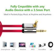 Ugreen 3.5mm Auxiliary Audio Flat Cable 90 Degree Right Angle Compatible for iPhone, iPad or Smartphones, Tablets... N14