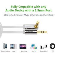 Ugreen 3.5mm Auxiliary Audio Flat Cable 90 Degree Right Angle Compatible for iPhone, iPad or Smartphones, Tablets... N23