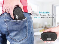 IP66 Bluetooth Portable Waterproof Wireless Outdoor Shower Speaker, Bluetooth CRS 4.0 Stereo with Built-in Mic... N2