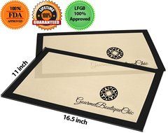 Gourmet Boutique Chic Professional Silicone Non-Stick Baking Mat 2pc Twin Pack Set for Half Size Cookie Sheets