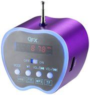 QFX CS-82USPUR Portable Multimedia Apple Speaker with FM Radio and USB/Micro SD Port - Purple