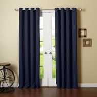 Best Home Fashion Premium Thermal Insulated Blackout Curtains - Antique Bronze Grommet Top - Royal Blue - 52"W... N64