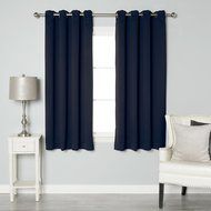 Best Home Fashion Premium Thermal Insulated Blackout Curtains - Antique Bronze Grommet Top - Royal Blue - 52"W... N124