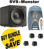 SVS SB-1000 - 300 Watt - 12'' Powered Subwoofer (Black Ash) + SVS SoundPath Subwoofer Isolation System 4-Pack...
