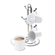 CTA Digital SP-BMSW Bluetooth Speaker Mug with Mug Stand &amp; Porcelain Mugs
