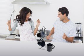 CTA Digital SP-BMSW Bluetooth Speaker Mug with Mug Stand &amp; Porcelain Mugs N8