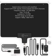 EnergyPal AN51 Amplified Indoor HDTV Antenna 50 Mile Range With Power Supply and 10ft Coax Cable N2