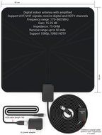 EnergyPal AN51 Amplified Indoor HDTV Antenna 50 Mile Range With Power Supply and 10ft Coax Cable N10