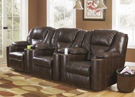 Ashley Paramount DuraBlend 7640129SET Home Theater Seating with 3 Zero Wall Recliners in