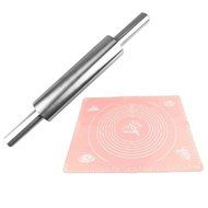 DIY Baking Tools,Stainless Steel Rolling Pin And Silicone Pastry Mat with Measures For Baking By Hmane