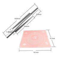 DIY Baking Tools,Stainless Steel Rolling Pin And Silicone Pastry Mat with Measures For Baking By Hmane N2