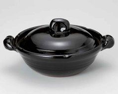 Black-Glaze for 4-5 persons 12.2inch Donabe Japanese Hot pot Black Ceramic Made in Japan