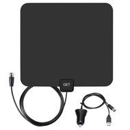 GET Digital TV Antenna 50 Miles Range Indoor Amplified Antenna with High Performance-13 ft Coaxial Cable-Black