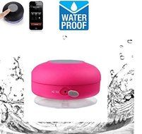 Water Resistant Wireless Bluetooth 3.0 Rose Red Speaker with Built-In Mic, Volume Control, Handsfree Suction Cup...