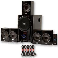 Acoustic Audio AA5160 Home Theater 5.1 Speaker System with FM Tuner and 5 Extension Cables