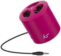 KitSound PocketBoom Wired Rechargeable Portable Speaker with 3.5mm Aux Cable - Pink