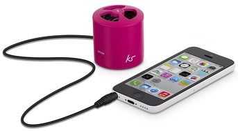 KitSound PocketBoom Wired Rechargeable Portable Speaker with 3.5mm Aux Cable - Pink N4