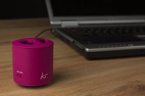 KitSound PocketBoom Wired Rechargeable Portable Speaker with 3.5mm Aux Cable - Pink N5