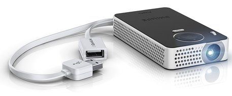 Philips PPX4350W Pocket Projector, 50 Lumens, LED, HDMI, 60 Inches Display, Bluetooth, Wireless, USB, 4,6 Oz