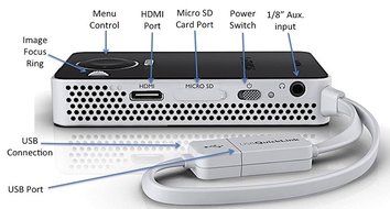 Philips PPX4350W Pocket Projector, 50 Lumens, LED, HDMI, 60 Inches Display, Bluetooth, Wireless, USB, 4,6 Oz N2