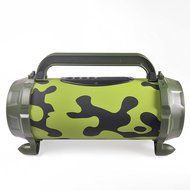 EMB Professional EURO22 Rechargeable Portable Bluetooth Boombox Speaker System w/ AUX/USB/MP3 Player - Green Camouflage N5