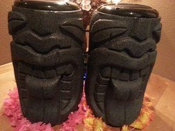 Tongue Tiki Speaker Pair &amp; Bluetooth Amplifier (Black Granite) N2
