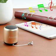Small Bluetooth Speaker Portable by Ancord Small Body Loud Voice Shutter Button Selfie Features Gold N4