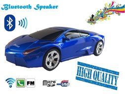 Bluetooth Wireless Portable Blue Lamborghini Shape Car Mini Music Speaker Support Tf Card, Usb, Fm Radio Function...