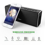 Bluetooth Speakers, Parikaras Stereo 20W Speaker (Dual 10W Drivers, Dual Passive Subwoofer, Strong Bass, Aluminum-Alloy... N4