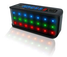 SHARPER IMAGE SBT609BK Custom Sound Bluetooth Speaker With Dancing LED Lights, Built-in Mic, and 3.5mm Jack