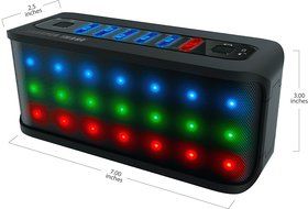 SHARPER IMAGE SBT609BK Custom Sound Bluetooth Speaker With Dancing LED Lights, Built-in Mic, and 3.5mm Jack N6