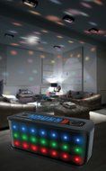 SHARPER IMAGE SBT609BK Custom Sound Bluetooth Speaker With Dancing LED Lights, Built-in Mic, and 3.5mm Jack N7