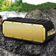 MVMT Traverse Outdoor Portable Wireless and Water Resistant Bluetooth Speaker With Carabiner (Black and Gold)