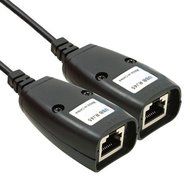 2 Pcs USB to RJ45 LAN Cable Extension Adapter Extender Over Cat5 RJ45 Cat6 Patch Cord Black N3