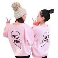 AIMTOPPY Fashion Women Letter Print Long Sleeve Hooded Sweater Top Blouse Sister Shirt (L, B( ST END ))