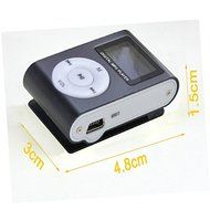 ATFUNGO Mini MP3 Player Clip USB FM Radio LCD Screen Support for 32GB Micro SD (Black) N4