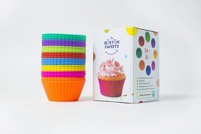 The Boston Sweets Silicone Cupcake Liners - 24 Pack Baking Cups- EIGHT colors - Reusable &amp; Nonstick Muffin Molds... N3