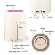 SUNKY - Portable Wireless Bluetooth Speaker Lamp, Handsfree Smart Touch Sensor Night Light LED for Bedroom Camping... N4