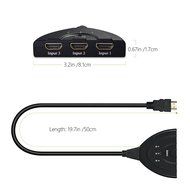 Cablor 3-Port HDMI Switch Splitter with Pigtail Cable , 3 in 1 out Auto Switch, Support 3D, 1080P For TV N2